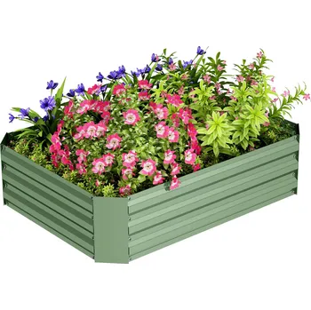 Vyvýšený záhon Vyvýšený ocelový záhon, 120 x 90 x 30 cm | tmavě zelený