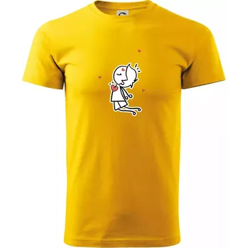 Pánské tričko Párový motiv - panáček a magnet - Triko extra velké (5-8XL) - 6XL ( Žlutá )