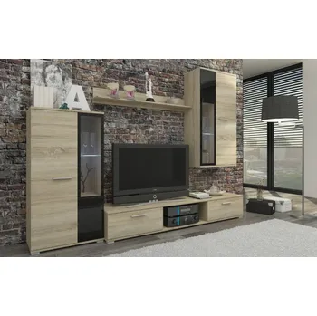 Obývací stěna Obývací stěna SALZA, Barevné provedení dub sonoma / dub sonoma, LED osvětlení NE