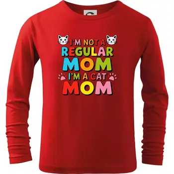 Chlapecké tričko I'm not a regular mom I'm a cat mom - Triko dětské Long Sleeve - 122 cm/6 let ( Červená )