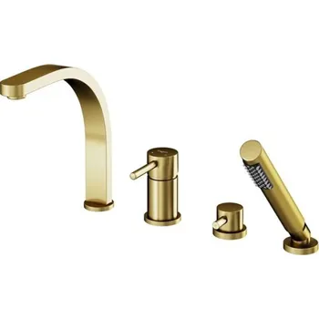 Vodovodní baterie BESCO - 4 - otvorová vanová baterie DECCO zlatá broušená s příslušenstvím BABWD4BZ