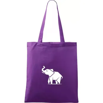 Origami slon z boku - Taška bavlněná - 42 x 38 cm ( Fialová )