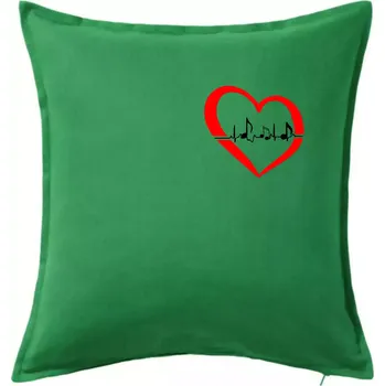 Polštář Moje srdce bije pro hudbu - srdce malé - Polštář 50x50 - 50x50 - Včetně výplně ( Středně zelená )