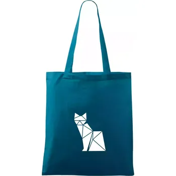 Origami kočka z boku - Taška bavlněná - 42 x 38 cm ( Petrolejová )