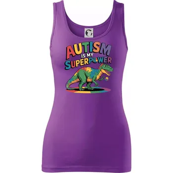Dámské tričko Autism is my superpower dinosaurus - Dámské tílko - XL ( Fialová )