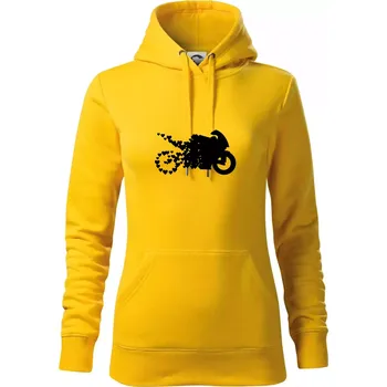 Dámská mikina Moto love - Mikina dámská Cape s kapucí - M ( Žlutá )