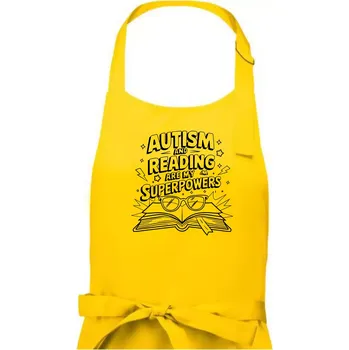 Kuchyňská zástěra Autism and reading are my superpowers - Dámská zástěra na vaření - Univerzální velikost ( Žlutá )