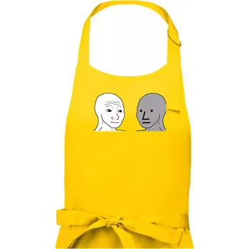 Kuchyňská zástěra Wojak (Feels Guy) a NPC - Pánská zástěra na vaření - Univerzální velikost ( Žlutá )