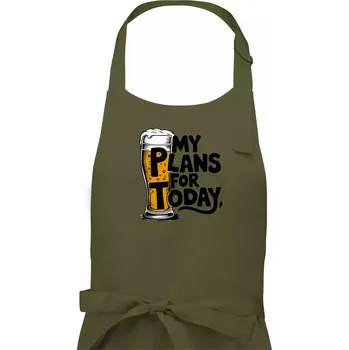 Kuchyňská zástěra Pivo - my plans for today - Pánská zástěra na vaření - Univerzální velikost ( Khaki )