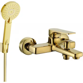 Vodovodní baterie Mexen Lynx R40 koupelnová baterie se sprchovým setem, zlatá - 74593R40-50 Bateriové soupravy