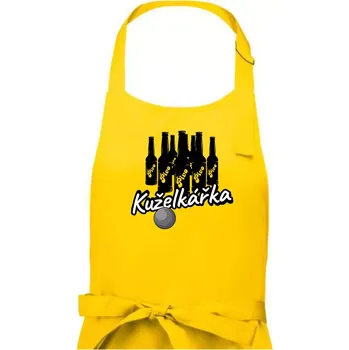Kuchyňská zástěra Kuželkářka pivo - Dámská zástěra na vaření - Univerzální velikost ( Žlutá )