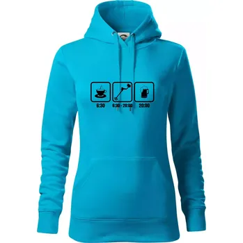 Dámská mikina Káva detektor pivo - Mikina dámská Cape s kapucí - 2XL ( Světlý tyrkys )