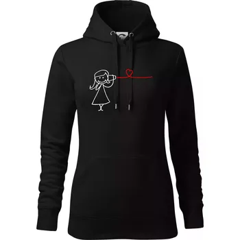 Dámská mikina Láska telefon - Mikina dámská Cape s kapucí - L ( Černá )
