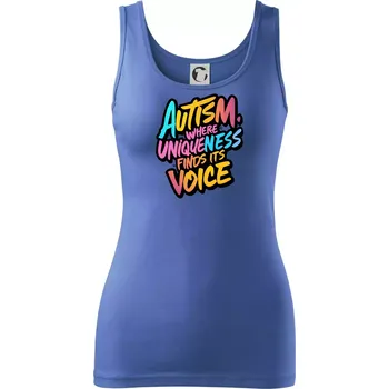 Dámské tričko Autism Where Uniqueness Finds Its Voice - Dámské tílko - 2XL ( Azurově modrá )