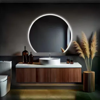 Zrcadlo Koupelnové zrcadlo půlkulaté DELHI s LED podsvícením Rozměr zrcadla:Ø 40 cm