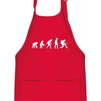 Kuchyňská zástěra Evoluce kytarista - klečící - Dětská zástěra na vaření - Univerzální velikost ( Červená )