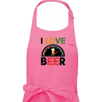 Kuchyňská zástěra I love beer - palivoměr - Dámská zástěra na vaření - Univerzální velikost ( Růžová )