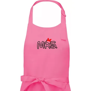 Kuchyňská zástěra Mr, Mrs a Jr rodinná trička - Dámská zástěra na vaření - Univerzální velikost ( Růžová )