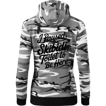 Dámská mikina I Paused My Skibidi Toilet to be Here - Dámská mikina trendy zipper s kapucí - M ( Šedý maskáč )