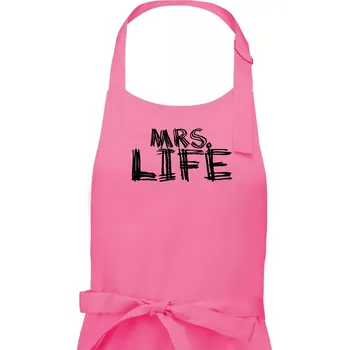 Kuchyňská zástěra Mrs. Life - Dámská zástěra na vaření - Univerzální velikost ( Růžová )