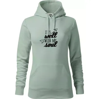 Dámská mikina It is well with my soul - Mikina dámská Cape s kapucí - M ( Sage )