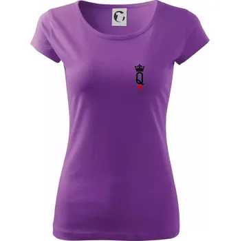 Dámské tričko King & Queen logo na prso - Dámské triko Pure - L ( Fialová )