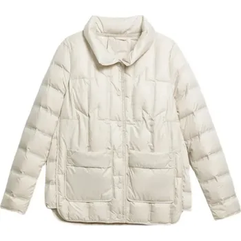 Dámská parka Dámská teplá zimní bunda s kapucí a prošíváním Barva: Béžová, Velikost: S