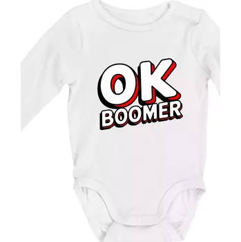 Baby Boomers - OK boomer - Body kojenecké s dlouhým rukávem - Dlouhý r. 6-12 měs ( Bílá )