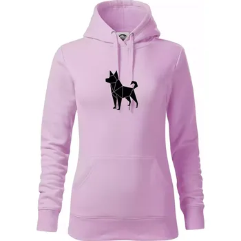 Dámská mikina Origami pes z boku - Mikina dámská Cape s kapucí - S ( Orchid )