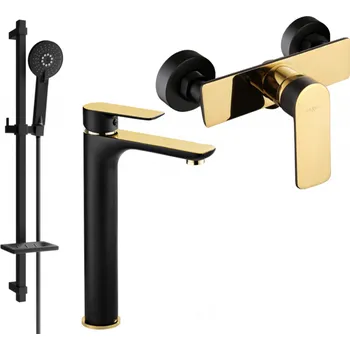 Vodovodní baterie Mexen Alfa DQ40 sprchová sada, černá/zlatá - 745714DQ40-75 Bateriové soupravy