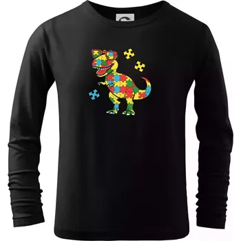 Chlapecké tričko Autista dinosaurus puzzle - Triko dětské Long Sleeve - 122 cm/6 let ( Černá )