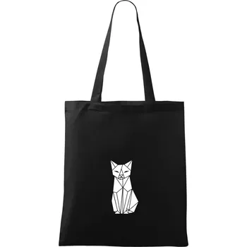 Nákupní taška Origami kočka zepředu - Taška bavlněná - 42 x 38 cm ( Černá )