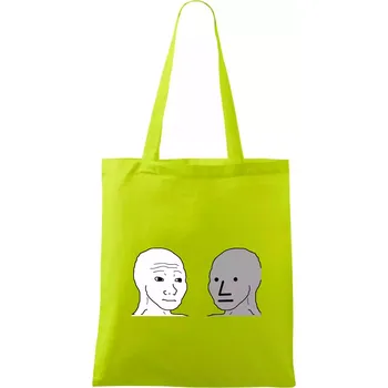 Wojak (Feels Guy) a NPC - Taška bavlněná - 42 x 38 cm ( Limetková )