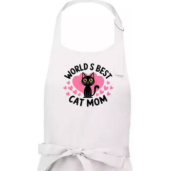 Kuchyňská zástěra World best mom se srdcem - Dámská zástěra na vaření - Univerzální velikost ( Bílá )