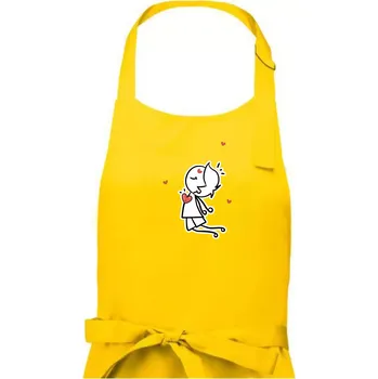 Kuchyňská zástěra Párový motiv - panáček a magnet - Pánská zástěra na vaření - Univerzální velikost ( Žlutá )