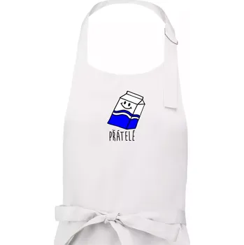 Kuchyňská zástěra Nejlepší přátelé - Sušenka a mléko - Dámská zástěra na vaření - Univerzální velikost ( Bílá )