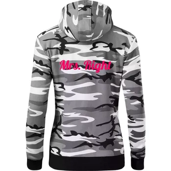 Dámská mikina Mrs Right - Dámská mikina trendy zipper s kapucí - S ( Šedý maskáč )