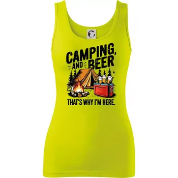 Černý nápis nápis Camping and beer - Dámské tílko - XS ( Limetková )