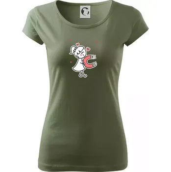 Dámské tričko Párový motiv - panáček a magnet - Dámské triko Pure - 2XL ( Khaki )