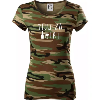 Dámské tričko Jím za dva / Piju za tři - Dámské maskáčové triko - L ( Hnědý maskáč )