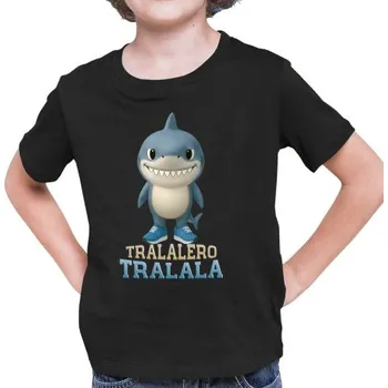 Žertovný předmět Tralalero Tralala Baby Bubu - Italian Brainrot - žralok v botách - dětské tričko s potiskem- Tričkový.cz