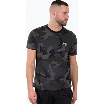 Pánské tričko Pánské tričko Alpha Industries Basic Small Logo Camo Black T-Shirt