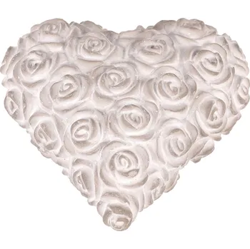 Srdce s růžemi - betonové, šedé - BTO1090 GREY-S
