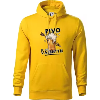 Pánská mikina Pivo je můj valentýn - Mikina pánská Cape s kapucí - 2XL ( Žlutá )