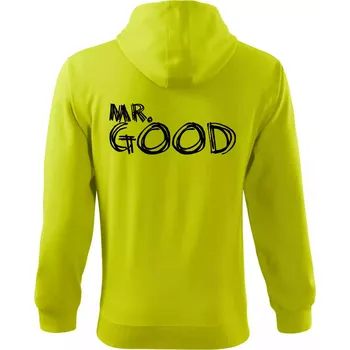 Pánská mikina Mr. Good - Mikina s kapucí na zip trendy zipper - S ( Limetková )