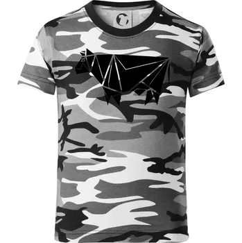 Chlapecké tričko Origami kráva z boku - Dětské maskáčové triko - 134 cm/8 let ( Šedý maskáč )