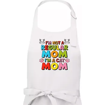 Kuchyňská zástěra I'm not a regular mom I'm a cat mom - Dámská zástěra na vaření - Univerzální velikost ( Bílá )