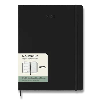 Kancelářské potřeby Diář Moleskine 2026 - tvrdé desky, XL, týdenní, černý
