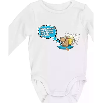 Kojenecký body Žádnou malinovku, ale pivo - Body kojenecké s dlouhým rukávem - Dlouhý r. do 3 měs ( Bílá )