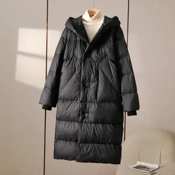 Dámská parka Dámská oversize bunda s páskem a kapucí Barva: Černá, Velikost: M